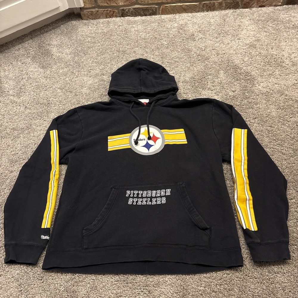 Mitchell And Ness Pittsburgh Steelers Stripes Hoodie 3XL Throwback Big And Tall